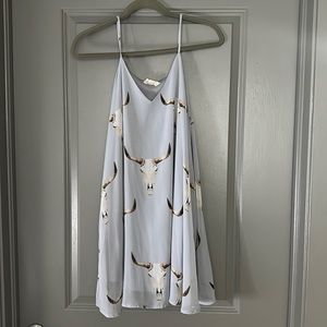 Long Horn Mini Flowy Dress